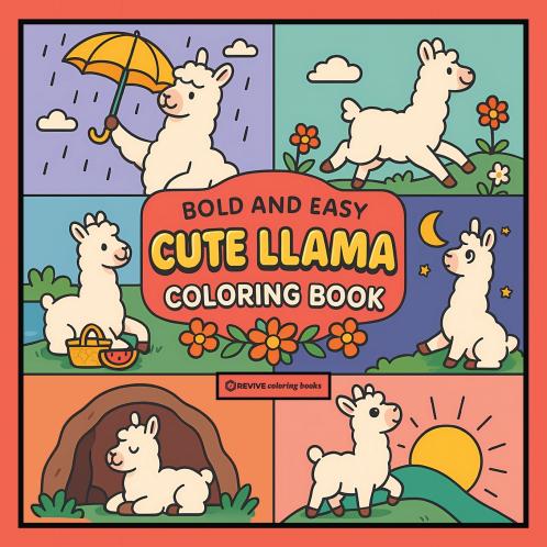 Bold & Easy Cute Llama Coloring Book