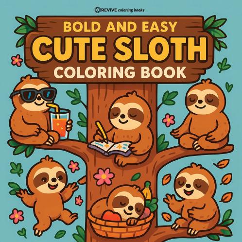 Bold & Easy Cute Sloth Coloring Book