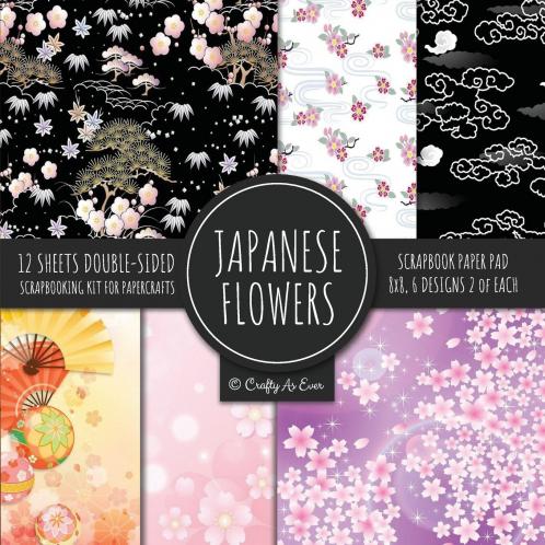 Japanese Flowers Scrapbook Paper Pad 8x8 Scrapbooking Kit for Papercrafts Cardmaking Printmaking DIY Crafts Floral Themed Designs Borders Backgrounds Patterns