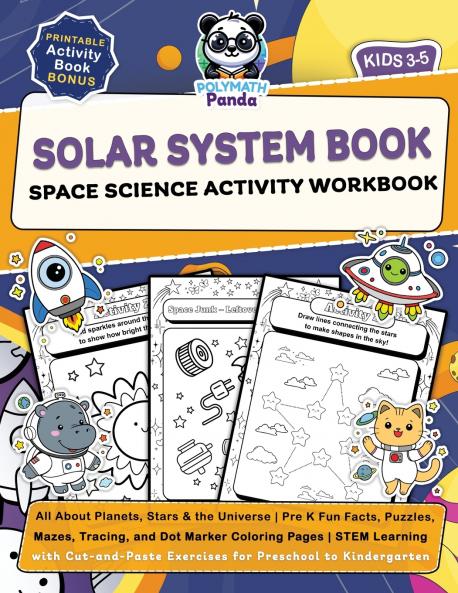 Solar System Book for Kids 3-5 Space Science Activity Workbook