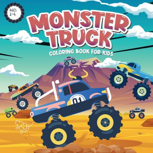 Monster Truck Coloring Book for Kids Ages 2-4