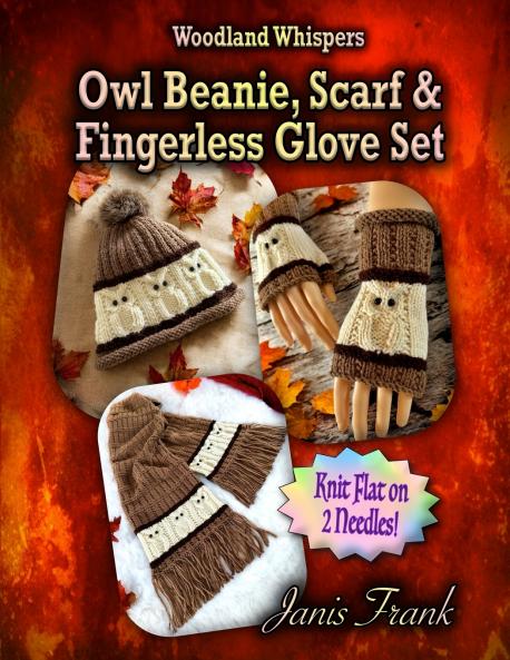 Owl Beanie Scarf and Fingerless Glove Set