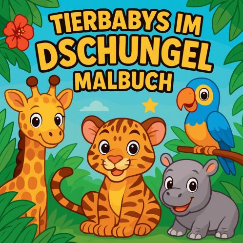 Tierbabys im Dschungel - Malbuch