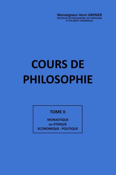 COURS DE PHILOSOPHIE TOME II