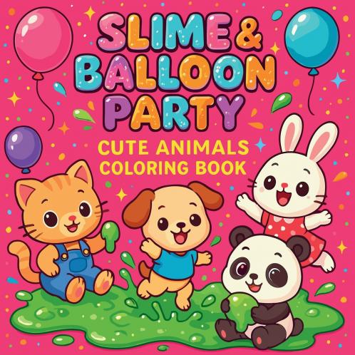 Slime & Balloon Party - Cute Animals Coloring Book