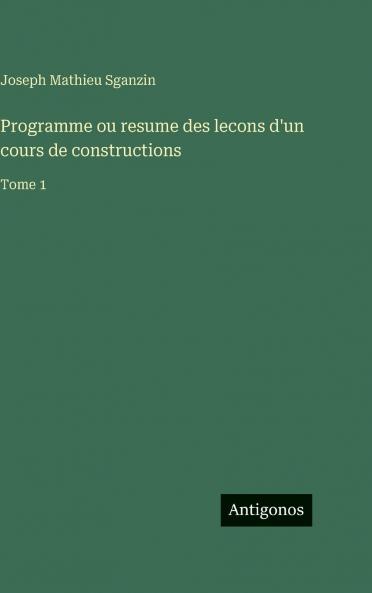 Programme ou resume des lecons d'un cours de constructions