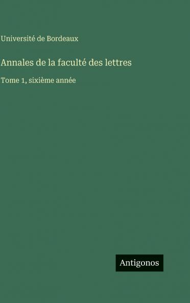 Annales de la faculté des lettres