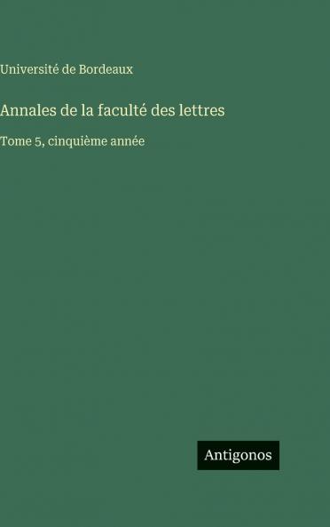 Annales de la faculté des lettres