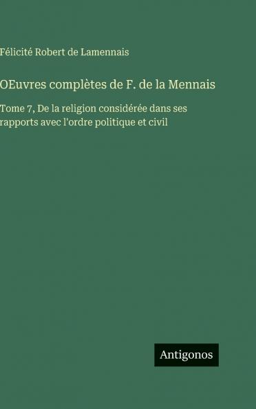 OEuvres complètes de F. de la Mennais