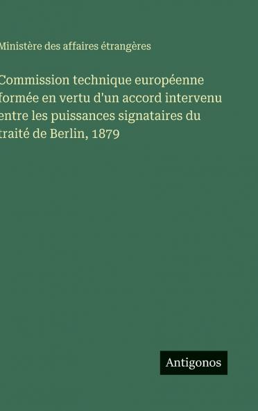 Commission technique européenne formée en vertu d'un accord intervenu entre les puissances signataires du traité de Berlin 1879