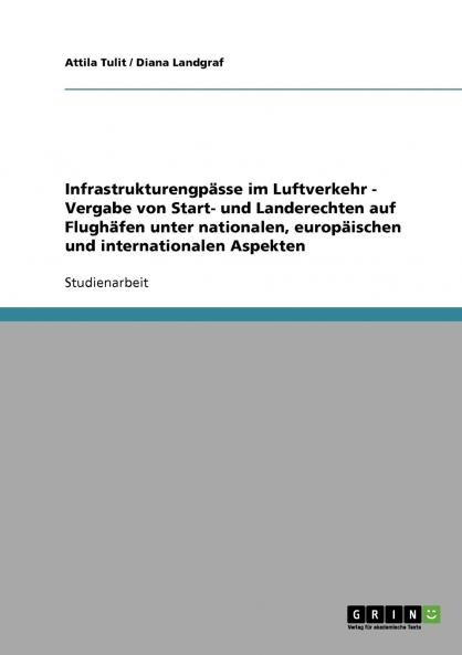 Infrastrukturengpässe im Luftverkehr. Vergabe von Start- und Landerechten. Nationale europäische und internationale Aspekte.