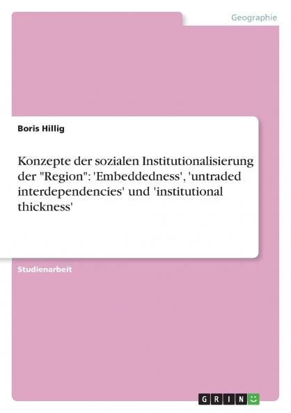 Konzepte der sozialen Institutionalisierung der Region