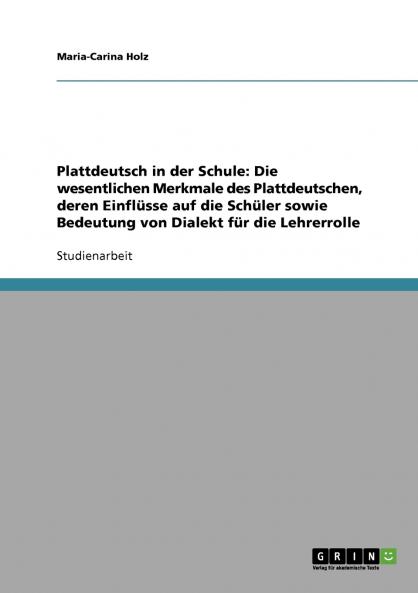 Plattdeutsch in der Schule