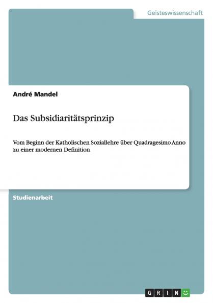 Das Subsidiaritätsprinzip