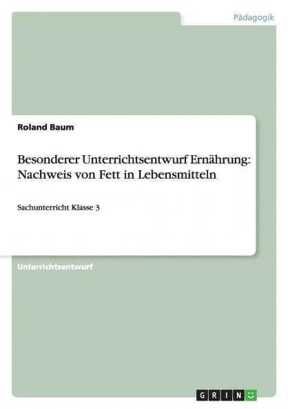 Besonderer Unterrichtsentwurf Ernährung