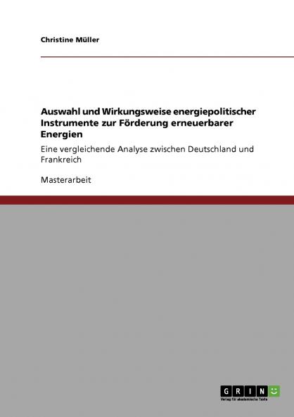 Auswahl und Wirkungsweise energiepolitischer Instrumente zur Förderung erneuerbarer Energien