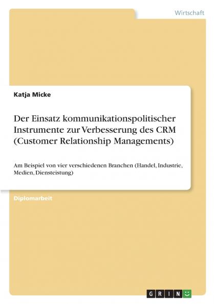 Der Einsatz kommunikationspolitischer Instrumente zur Verbesserung des CRM (Customer Relationship Managements)