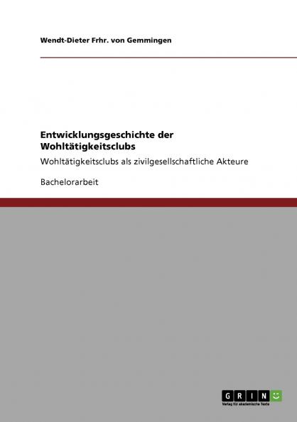 Entwicklungsgeschichte der Wohltätigkeitsclubs