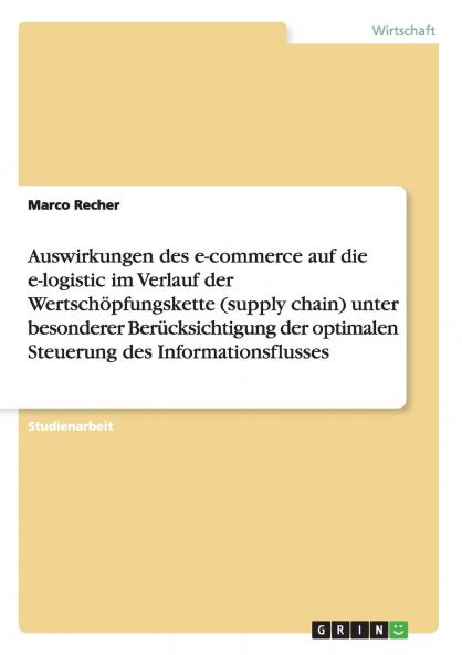Auswirkungen des e-commerce auf die e-logistic im Verlauf der Wertschöpfungskette (supply chain) unter besonderer Berücksichtigung der optimalen Steuerung des Informationsflusses