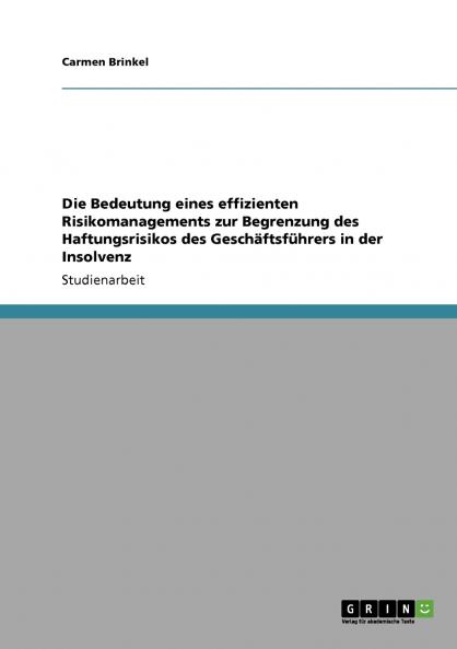 Die Bedeutung eines effizienten Risikomanagements zur Begrenzung des Haftungsrisikos des Geschäftsführers in der Insolvenz