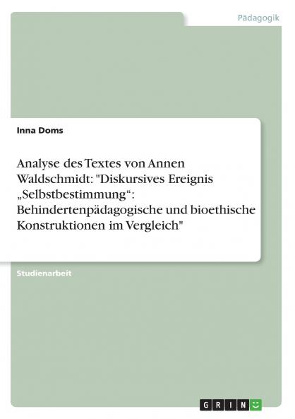 Analyse des Textes von Annen Waldschmidt