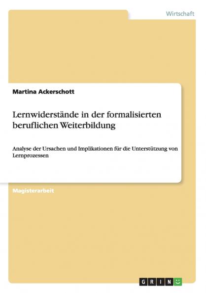 Lernwiderstände in der formalisierten beruflichen Weiterbildung