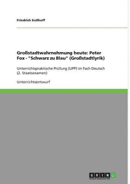Großstadtlyrik und -wahrnehmung in Peter Fox'  Schwarz zu Blau