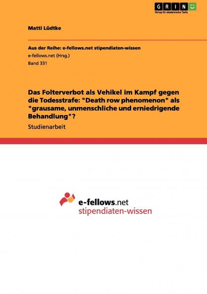 Das Folterverbot als Vehikel im Kampf gegen die Todesstrafe
