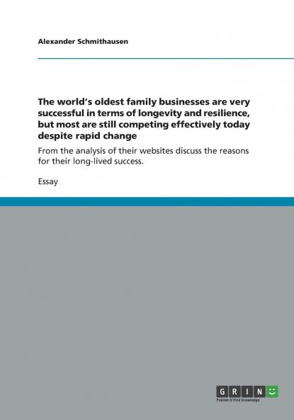 The world's oldest family businesses are very successful in terms of longevity and resilience but most are still competing effectively today despite rapid change