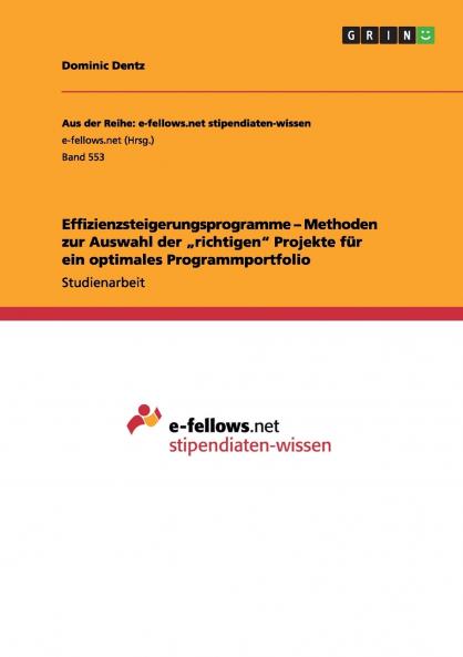 Effizienzsteigerungsprogramme -  Methoden zur Auswahl der „richtigen Projekte für ein optimales Programmportfolio