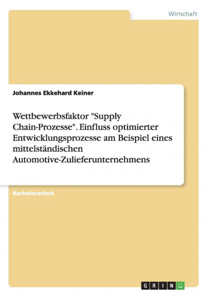 Wettbewerbsfaktor Supply Chain-Prozesse. Einfluss optimierter Entwicklungsprozesse am Beispiel eines mittelständischen Automotive-Zulieferunternehmens