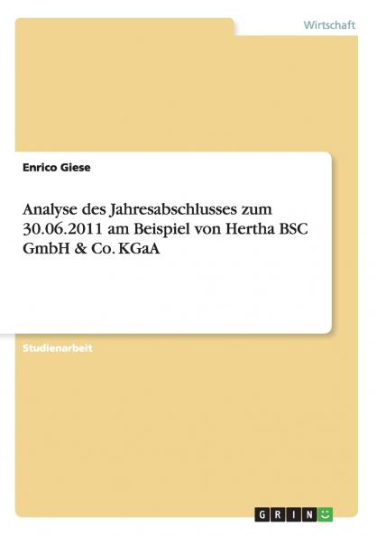 Analyse des Jahresabschlusses zum 30.06.2011 am Beispiel von Hertha BSC GmbH & Co. KGaA