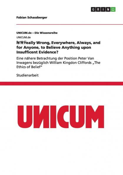 Is it really Wrong Everywhere Always and for Anyone to Believe Anything upon Insufficent Evidence?