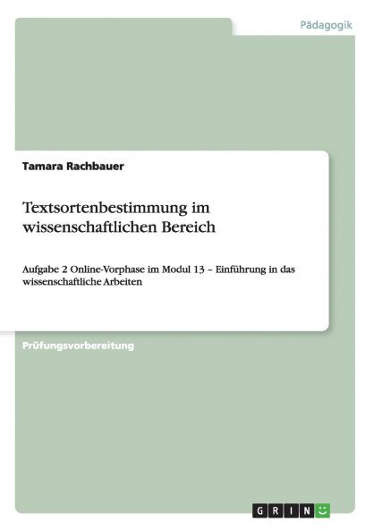 Textsortenbestimmung im wissenschaftlichen Bereich