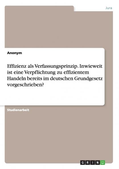 Effizienz als Verfassungsprinzip. Inwieweit ist eine Verpflichtung zu effizientem Handeln bereits im deutschen Grundgesetz vorgeschrieben?