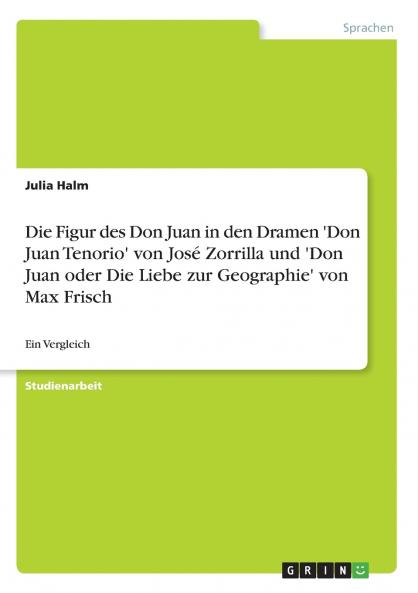 Die Figur des Don Juan in den Dramen 'Don Juan Tenorio' von José Zorrilla und 'Don Juan oder Die Liebe zur Geographie' von Max Frisch