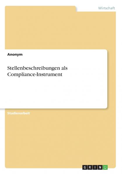 Stellenbeschreibungen als Compliance-Instrument
