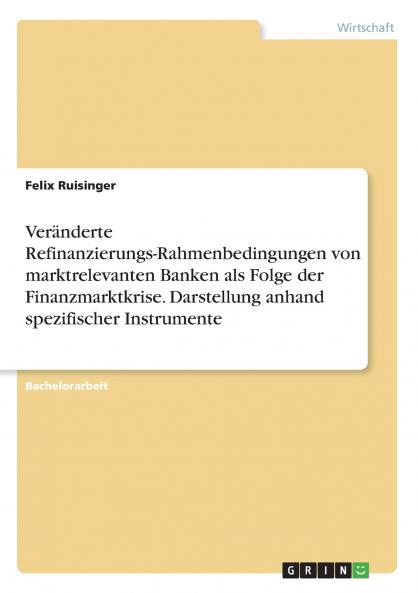 Veränderte Refinanzierungs-Rahmenbedingungen von marktrelevanten Banken als Folge der Finanzmarktkrise. Darstellung anhand spezifischer Instrumente