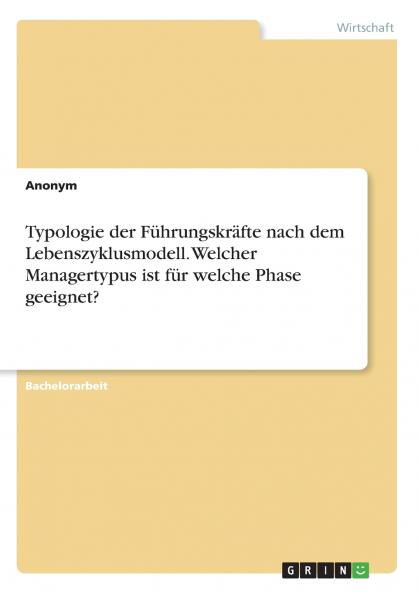 Typologie der Führungskräfte nach dem Lebenszyklusmodell. Welcher Managertypus ist für welche Phase geeignet?