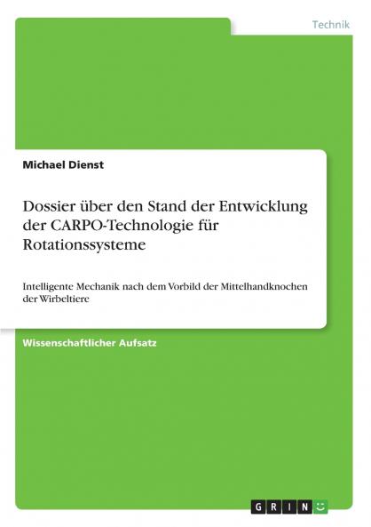 Dossier über den Stand der Entwicklung der CARPO-Technologie für Rotationssysteme