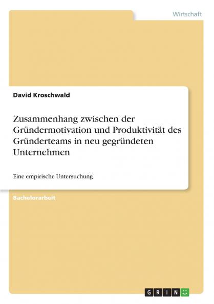 Zusammenhang zwischen der Gründermotivation und Produktivität des Gründerteams in neu gegründeten Unternehmen