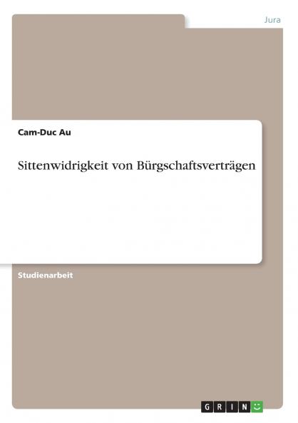 Sittenwidrigkeit von B��rgschaftsvertr��gen