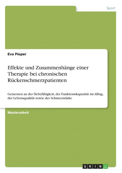 Effekte und Zusammenhänge einer Therapie bei chronischen Rückenschmerzpatienten