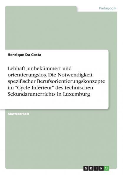 Lebhaft unbekümmert und orientierungslos. Die Notwendigkeit spezifischer Berufsorientierungskonzepte im Cycle Inférieur des technischen Sekundarunterrichts in Luxemburg