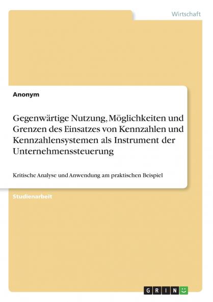 Gegenwärtige Nutzung Möglichkeiten und Grenzen des Einsatzes von Kennzahlen und Kennzahlensystemen als Instrument der Unternehmenssteuerung
