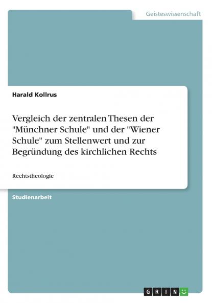 Vergleich der zentralen Thesen der Münchner Schule und der Wiener Schule zum Stellenwert und zur Begründung des kirchlichen Rechts