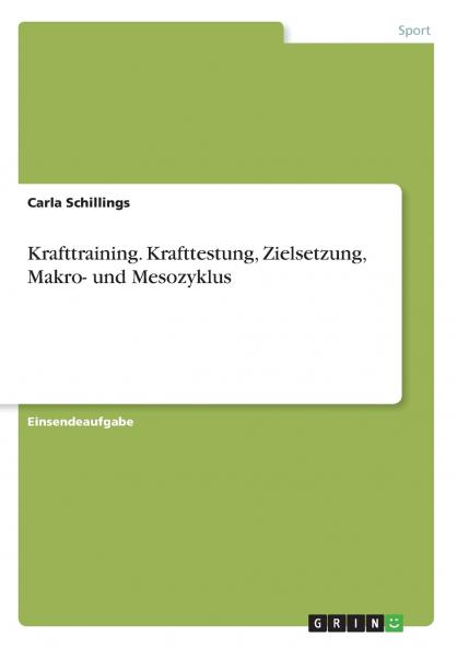 Krafttraining. Krafttestung Zielsetzung Makro- und Mesozyklus