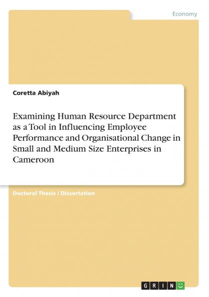 Examining Human Resource Department as a Tool in Influencing Employee Performance and Organisational Change in Small and Medium Size Enterprises in Cameroon