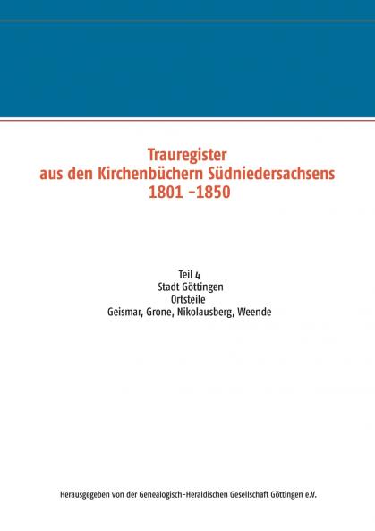 Trauregister aus den Kirchenb��chern S��dniedersachsens 1801 -1850