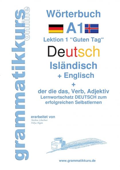 Wörterbuch Deutsch - Isländisch - Englisch Niveau A1